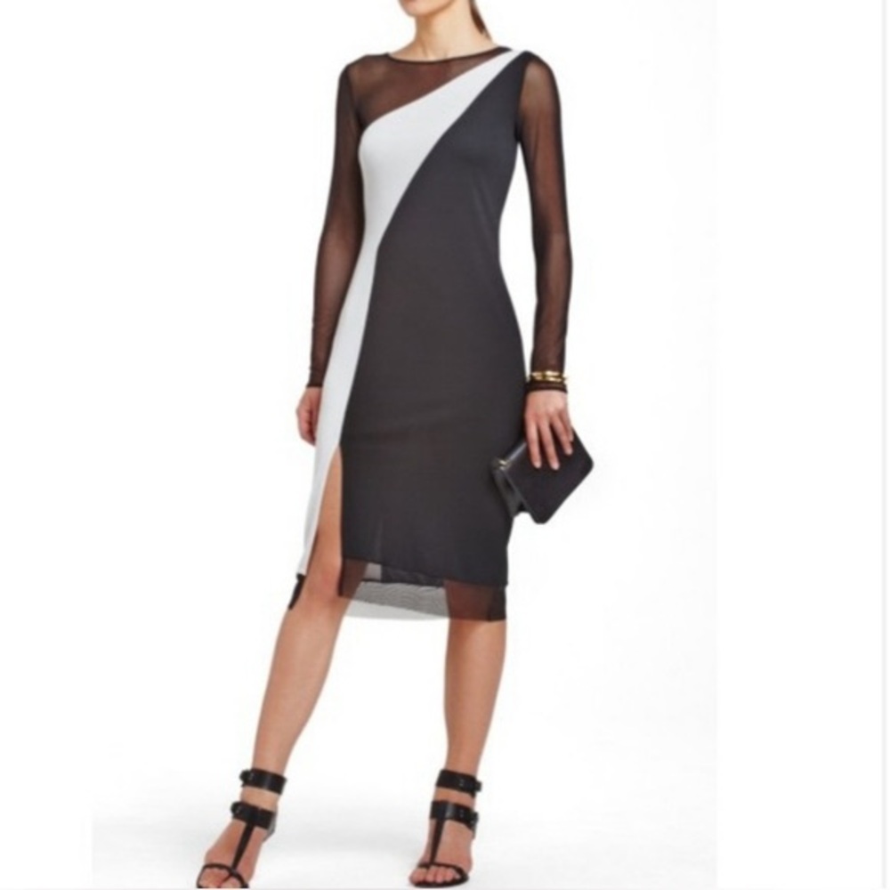 BCBGMaxAzria Black and White Blaine Sheath Dress